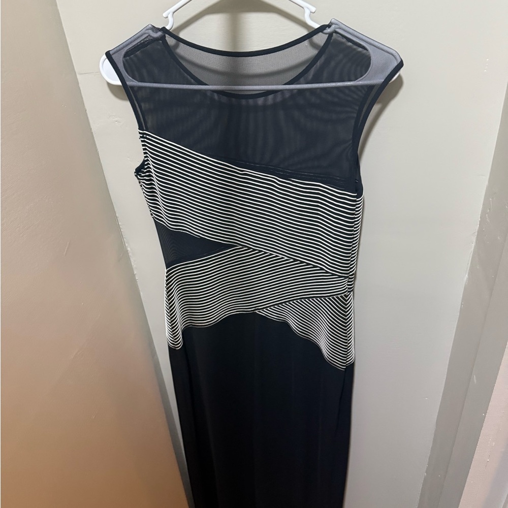 Chic Black and White Striped Maxi Dress